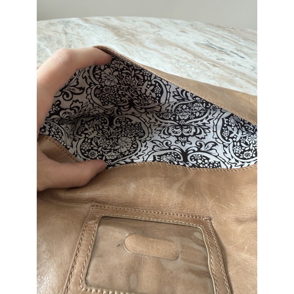 Hobo International Effe Asymmetrical Distressed Camel Leather Clutch Wallet - Picture 5 of 16